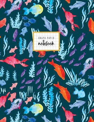 4960f] #D.o.w.n.l.o.a.d% Graph Paper Notebook: Teal Blue Pink Watercolor Fish Ocean Journal, School Notebook, with Graph Grid Paper, Letter Size, Classic, 110 Pages -  %ePub#