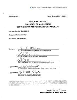 [85ab3] ^R.e.a.d@ !O.n.l.i.n.e! Evaluation of All-Electric Secondary Power for Transport Aircraft - National Aeronautics and Space Administration %P.D.F~